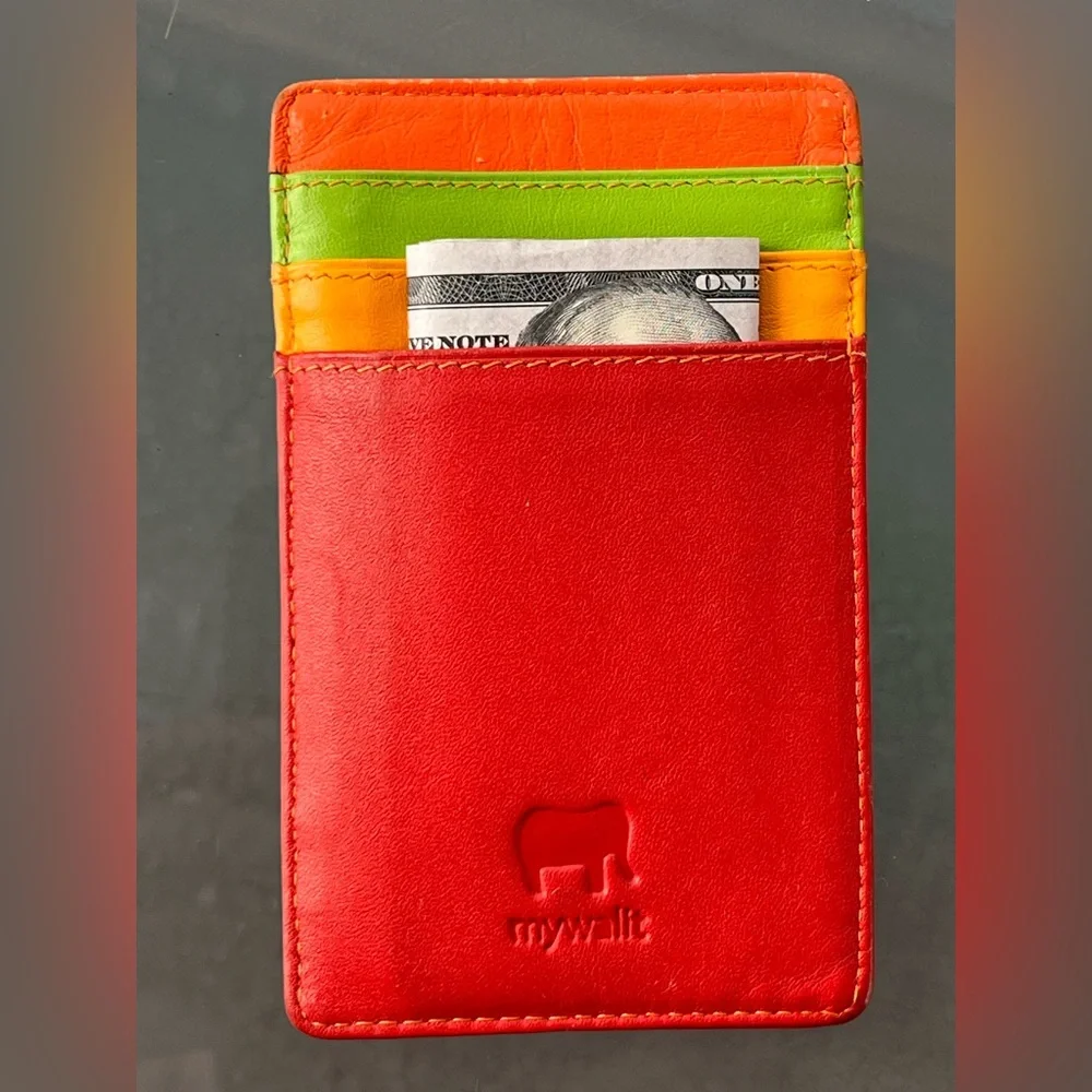 💲💳Leather Credit Card Case Holder Multicolor Red/Orange/Green/Yellow | MyWalit